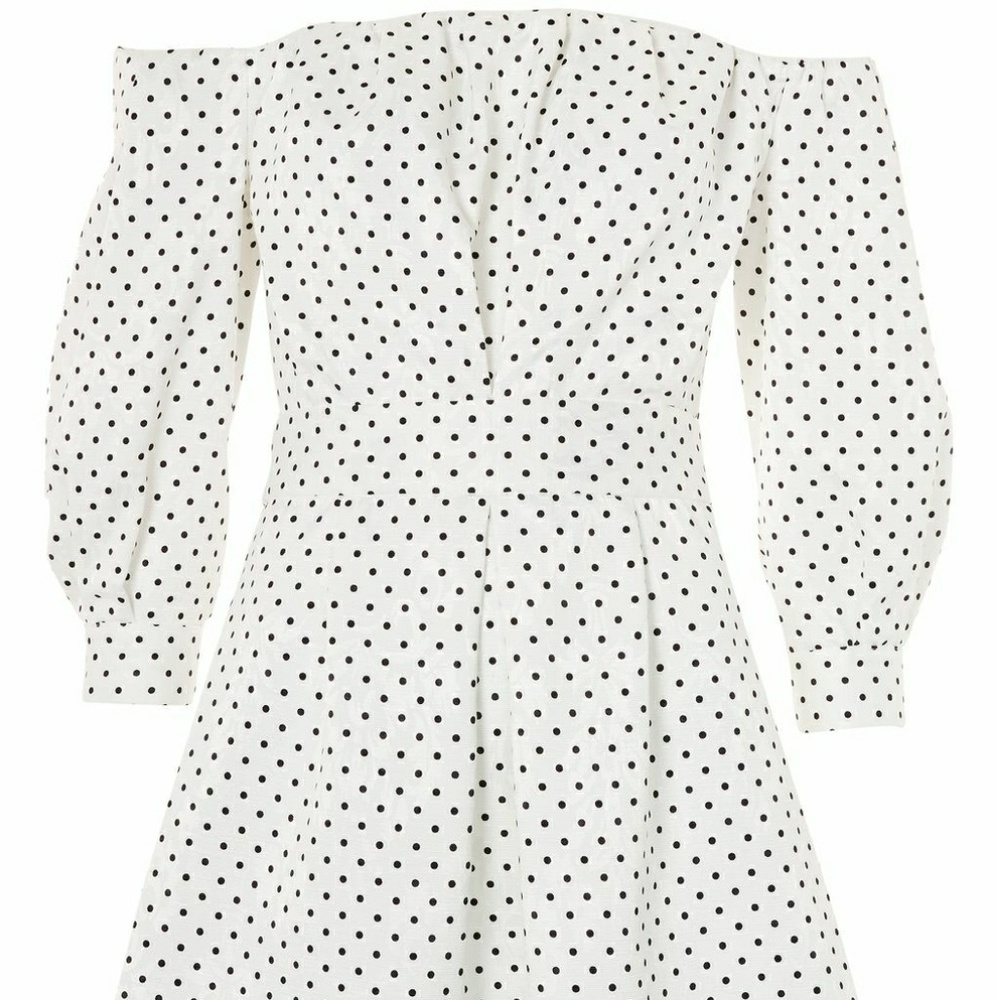 Topshop Polka Dot Off the Shoulder Mini Dress
